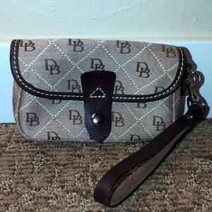 Dooney & Bourke Beige and Brown Wristlet.